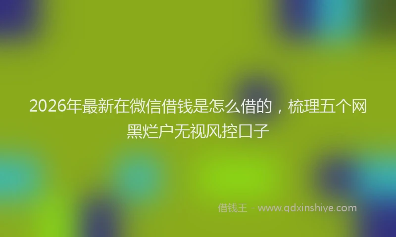 2026年最新在微信借钱是怎么借的，梳理五个网黑烂户无视风控口子