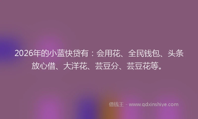 2026年的小蓝快贷有：会用花、全民钱包、头条放心借、大洋花、芸豆分、芸豆花等。