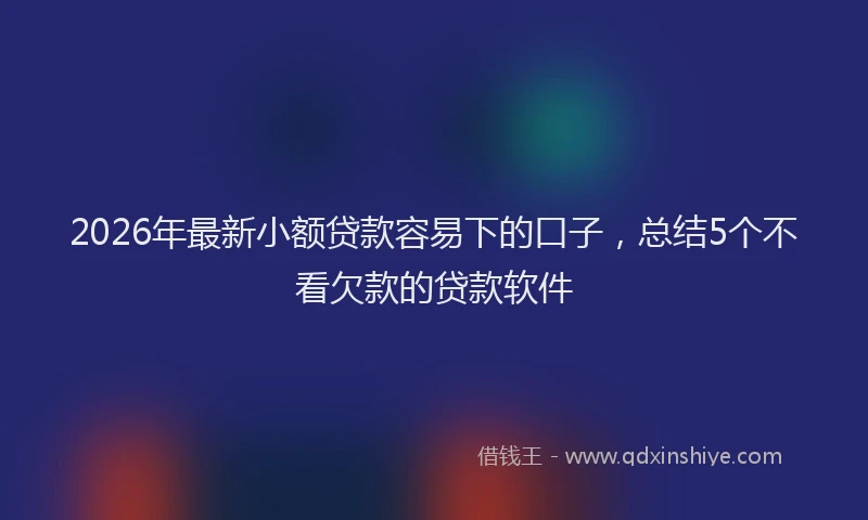 2026年最新小额贷款容易下的口子，总结5个不看欠款的贷款软件