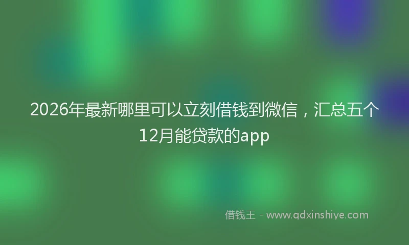 2026年最新哪里可以立刻借钱到微信，汇总五个12月能贷款的app