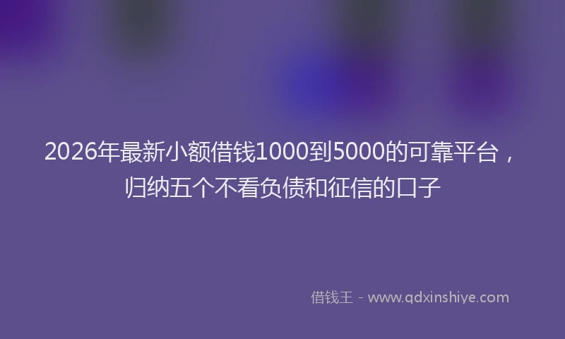 2026年最新小额借钱1000到5000的可靠平台，归纳五个不看负债和征信的口子