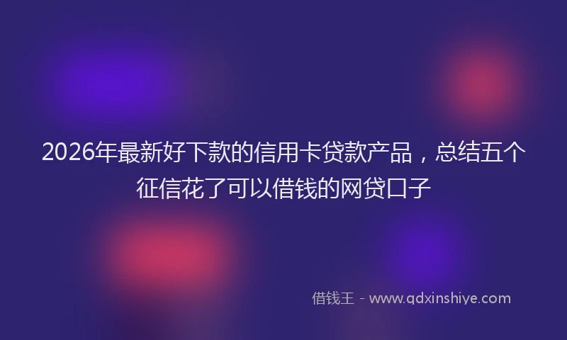2026年最新好下款的信用卡贷款产品，总结五个征信花了可以借钱的网贷口子