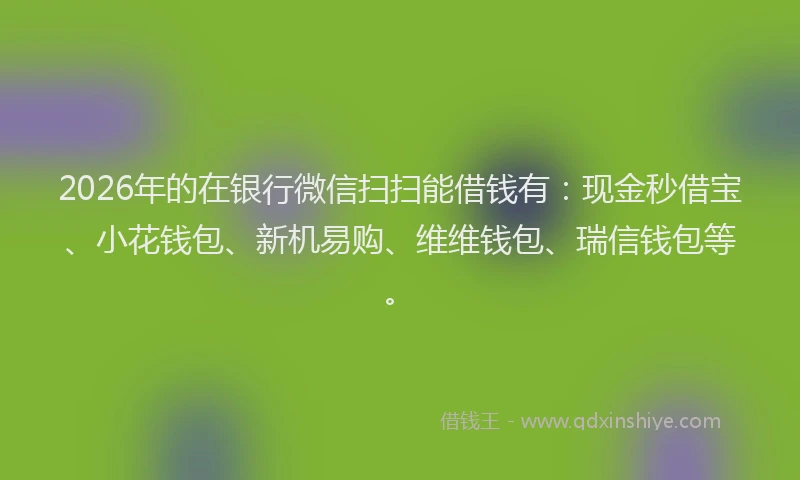 2026年的在银行微信扫扫能借钱有：现金秒借宝、小花钱包、新机易购、维维钱包、瑞信钱包等。
