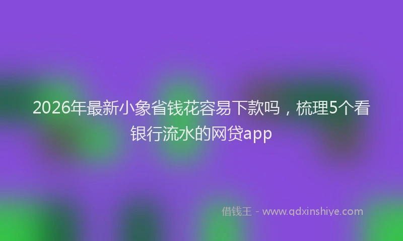 2026年最新小象省钱花容易下款吗，梳理5个看银行流水的网贷app