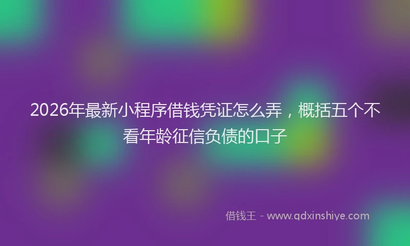 2026年最新小程序借钱凭证怎么弄，概括五个不看年龄征信负债的口子