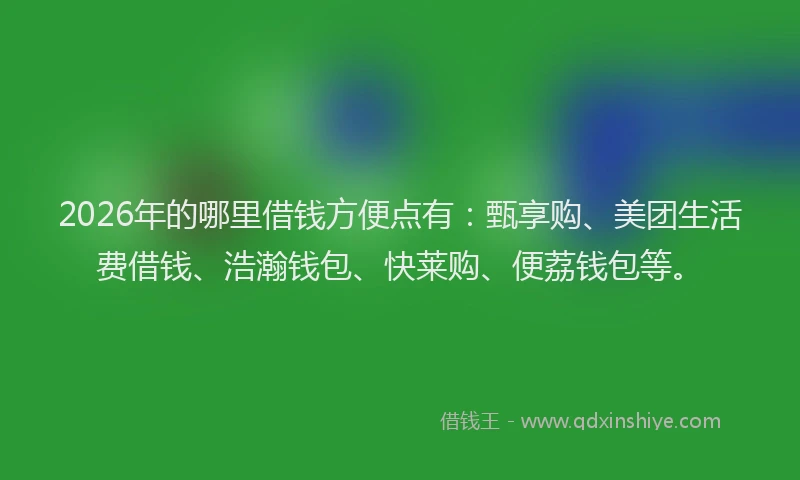 2026年的哪里借钱方便点有:甄享购、美团生活费借钱、浩瀚钱包、快莱购、便荔钱包等。
