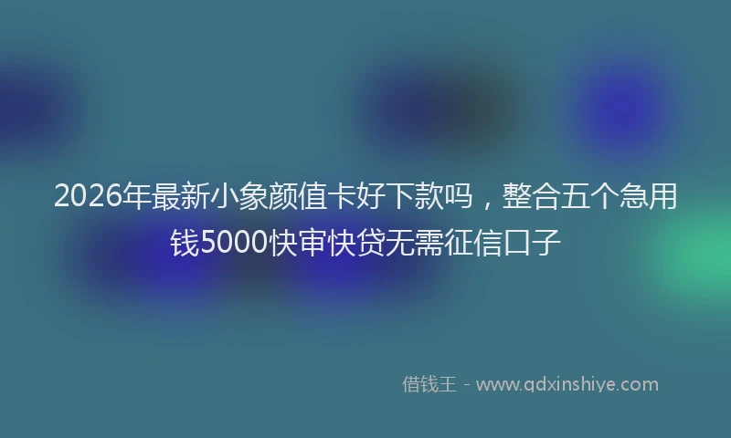 2026年最新小象颜值卡好下款吗，整合五个急用钱5000快审快贷无需征信口子
