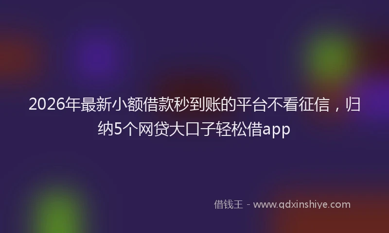 2026年最新小额借款秒到账的平台不看征信，归纳5个网贷大口子轻松借app