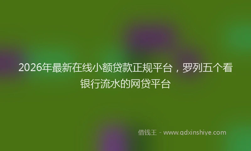 2026年最新在线小额贷款正规平台，罗列五个看银行流水的网贷平台