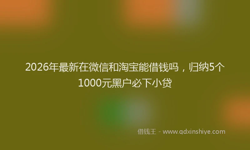 2026年最新在微信和淘宝能借钱吗，归纳5个1000元黑户必下小贷
