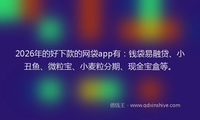 2026年的好下款的网袋app有：钱袋易融贷、小丑鱼、微粒宝、小麦粒分期、现金宝盒等。