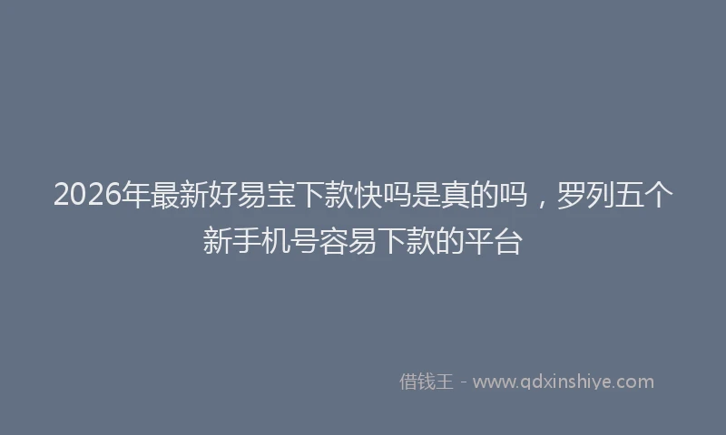 2026年最新好易宝下款快吗是真的吗，罗列五个新手机号容易下款的平台
