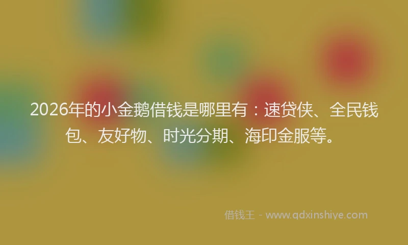 2026年的小金鹅借钱是哪里有：速贷侠、全民钱包、友好物、时光分期、海印金服等。