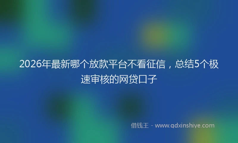 2026年最新哪个放款平台不看征信，总结5个极速审核的网贷口子