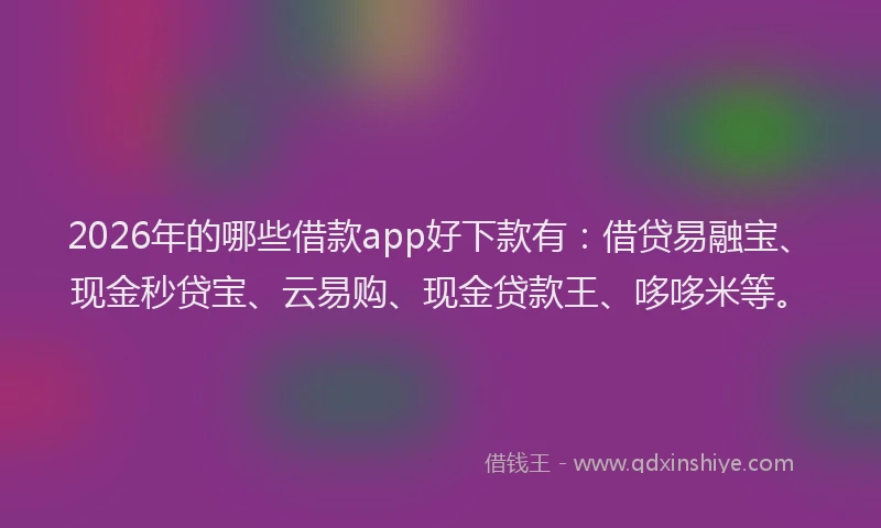 2026年的哪些借款app好下款有：借贷易融宝、现金秒贷宝、云易购、现金贷款王、哆哆米等。
