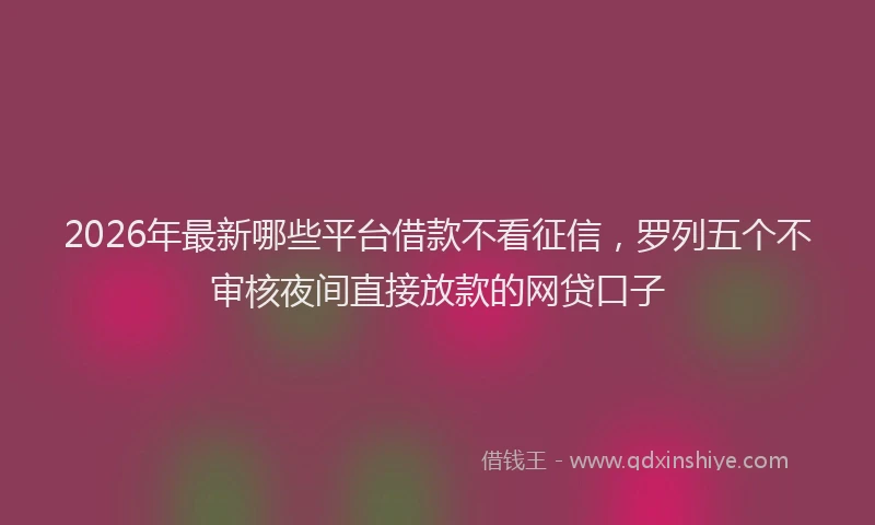 2026年最新哪些平台借款不看征信，罗列五个不审核夜间直接放款的网贷口子