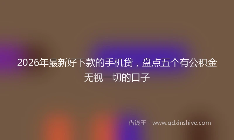 2026年最新好下款的手机贷，盘点五个有公积金无视一切的口子