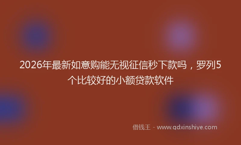 2026年最新如意购能无视征信秒下款吗，罗列5个比较好的小额贷款软件