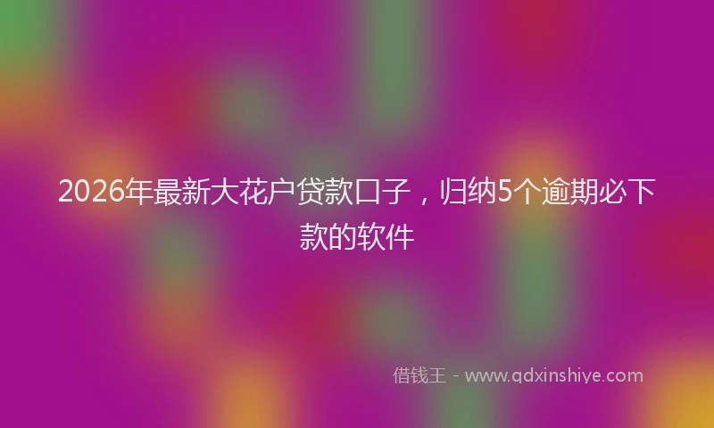 2026年最新大花户贷款口子,归纳5个逾期必下款的软件