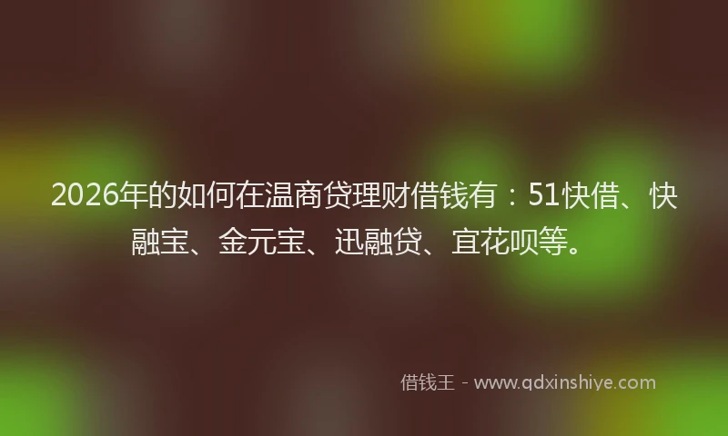 2026年的如何在温商贷理财借钱有：51快借、快融宝、金元宝、迅融贷、宜花呗等。
