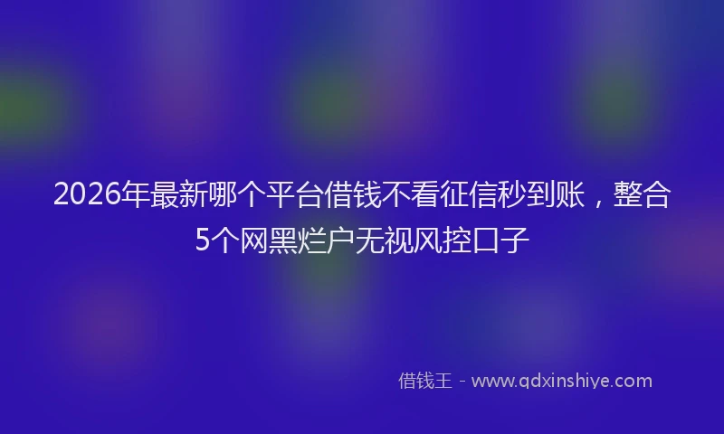 2026年最新哪个平台借钱不看征信秒到账，整合5个网黑烂户无视风控口子
