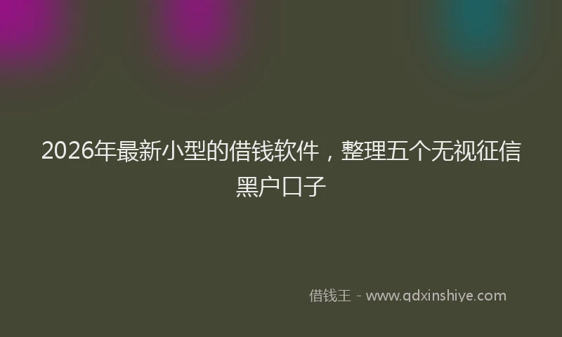 2026年最新小型的借钱软件，整理五个无视征信黑户口子