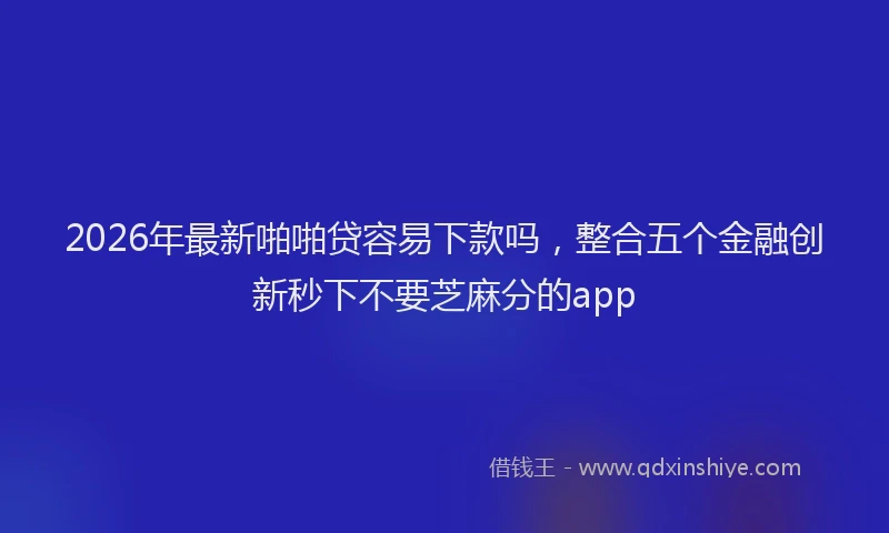 2026年最新啪啪贷容易下款吗，整合五个金融创新秒下不要芝麻分的app