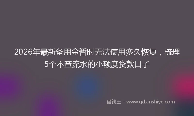 2026年最新备用金暂时无法使用多久恢复,梳理5个不查流水的小额度贷款口子