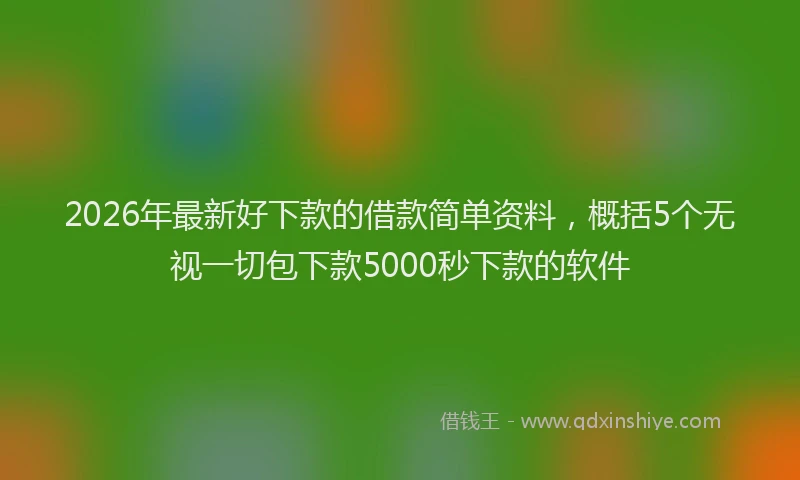 2026年最新好下款的借款简单资料，概括5个无视一切包下款5000秒下款的软件