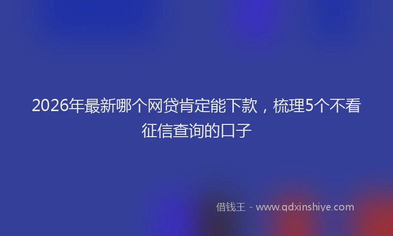 2026年最新哪个网贷肯定能下款，梳理5个不看征信查询的口子