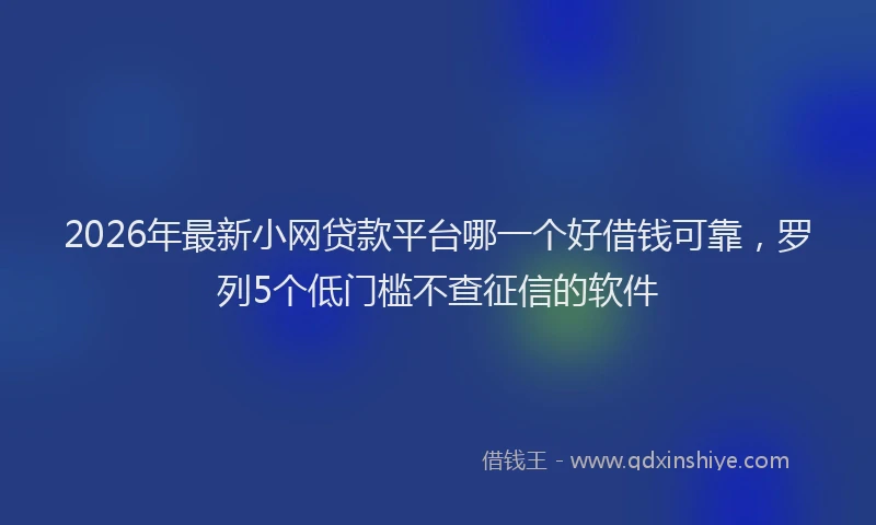 2026年最新小网贷款平台哪一个好借钱可靠，罗列5个低门槛不查征信的软件