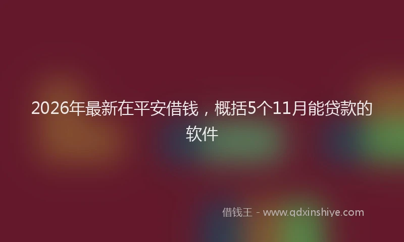 2026年最新在平安借钱，概括5个11月能贷款的软件