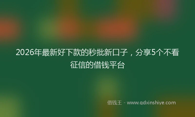 2026年最新好下款的秒批新口子，分享5个不看征信的借钱平台