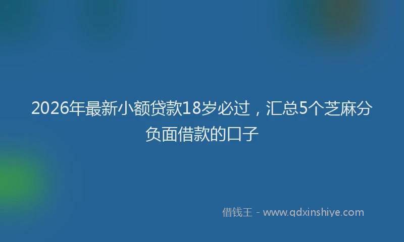 2026年最新小额贷款18岁必过，汇总5个芝麻分负面借款的口子