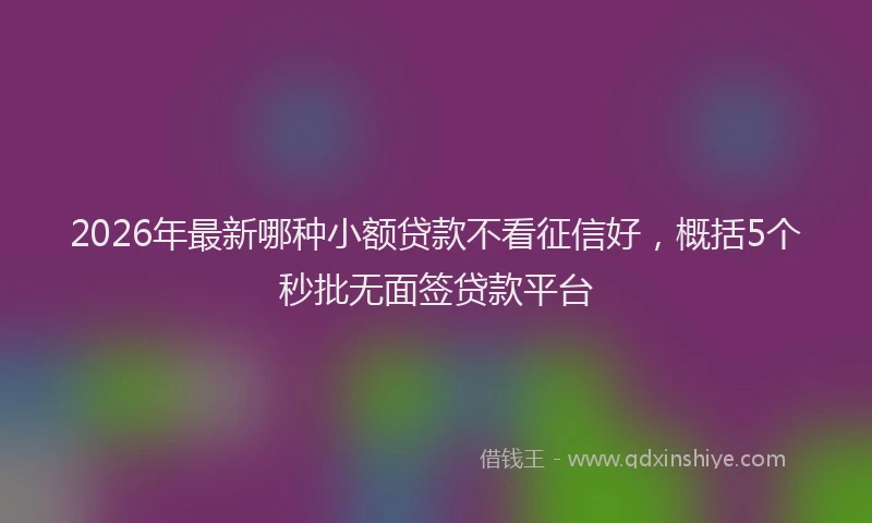 2026年最新哪种小额贷款不看征信好,概括5个秒批无面签贷款平台