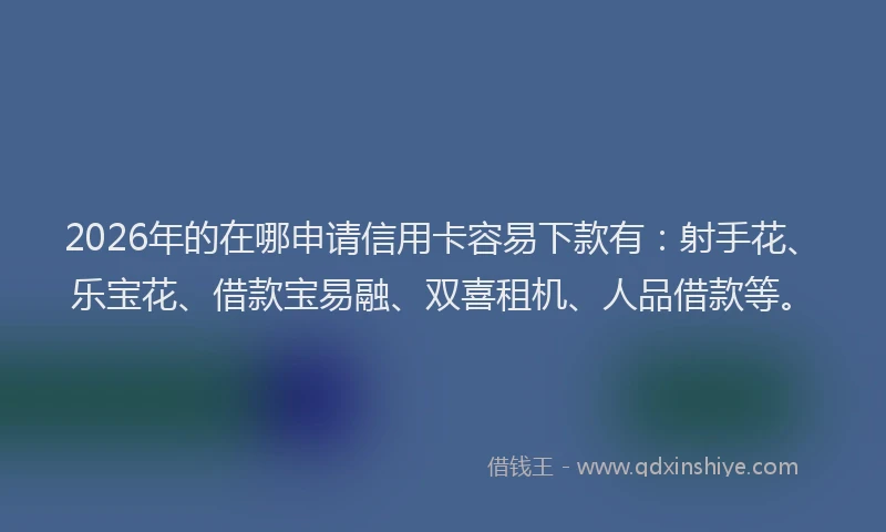 2026年的在哪申请信用卡容易下款有:射手花、乐宝花、借款宝易融、双喜租机、人品借款等。