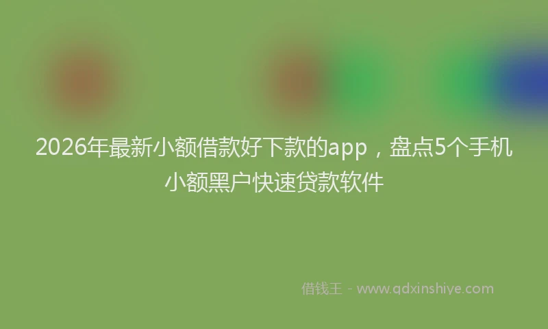2026年最新小额借款好下款的app，盘点5个手机小额黑户快速贷款软件