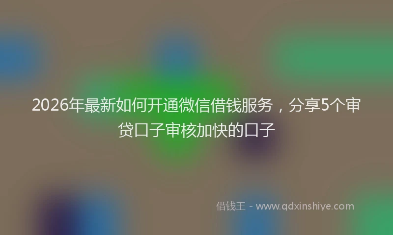 2026年最新如何开通微信借钱服务，分享5个审贷口子审核加快的口子