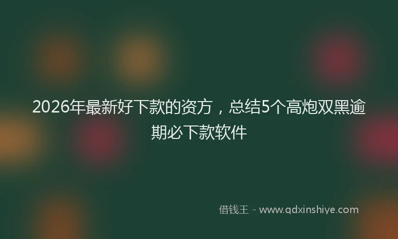 2026年最新好下款的资方，总结5个高炮双黑逾期必下款软件