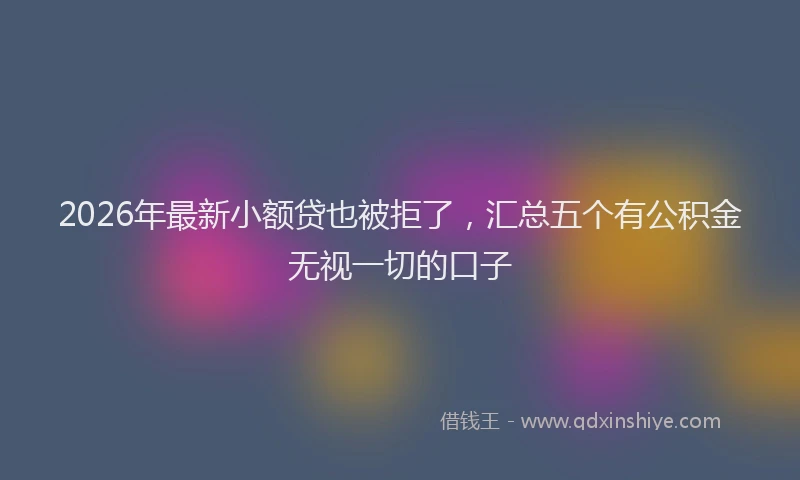 2026年最新小额贷也被拒了，汇总五个有公积金无视一切的口子