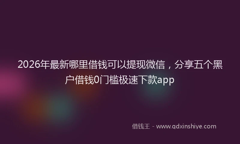 2026年最新哪里借钱可以提现微信,分享五个黑户借钱0门槛极速下款app