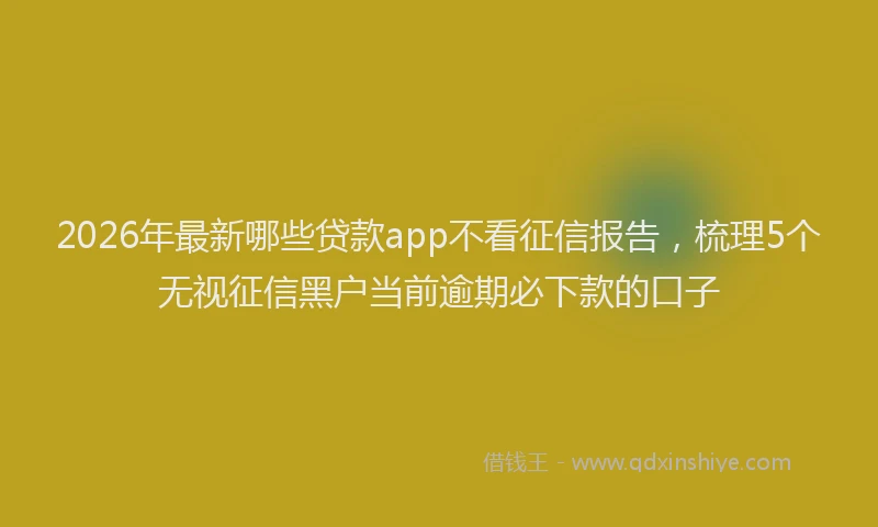 2026年最新哪些贷款app不看征信报告,梳理5个无视征信黑户当前逾期必下款的口子