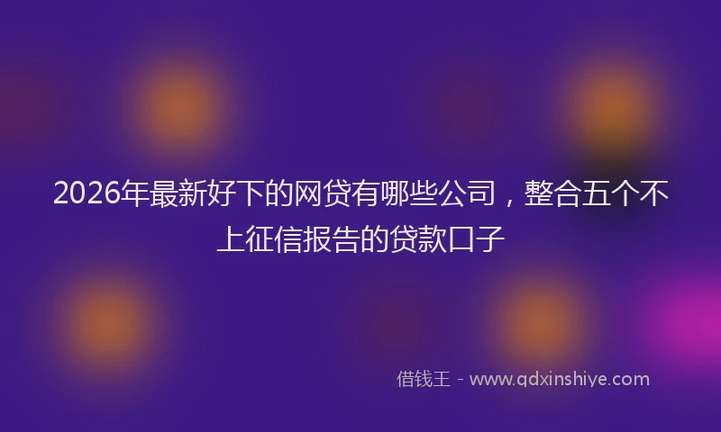 2026年最新好下的网贷有哪些公司，整合五个不上征信报告的贷款口子