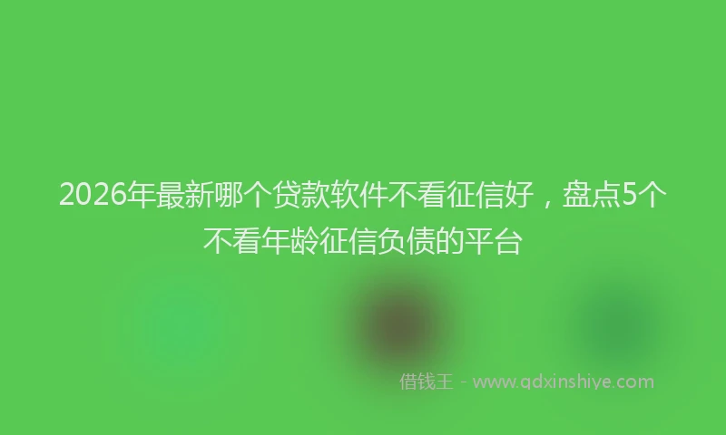 2026年最新哪个贷款软件不看征信好，盘点5个不看年龄征信负债的平台