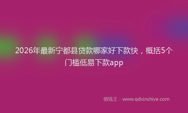 2026年最新宁都县贷款哪家好下款快，概括5个门槛低易下款app
