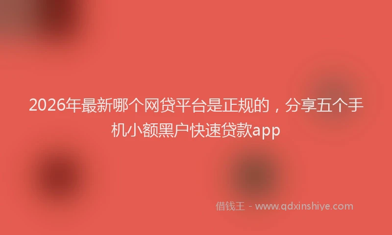 2026年最新哪个网贷平台是正规的,分享五个手机小额黑户快速贷款app