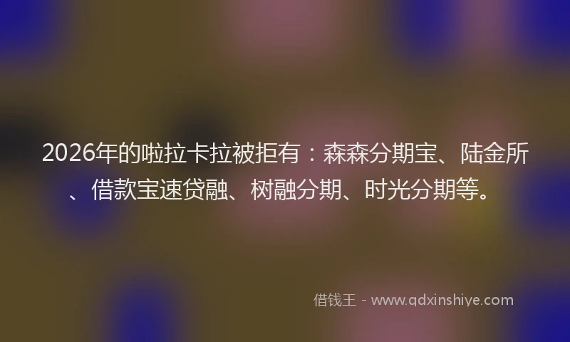 2026年的啦拉卡拉被拒有：森森分期宝、陆金所、借款宝速贷融、树融分期、时光分期等。