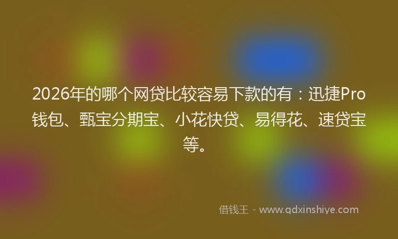 2026年的哪个网贷比较容易下款的有:迅捷Pro钱包、甄宝分期宝、小花快贷、易得花、速贷宝等。