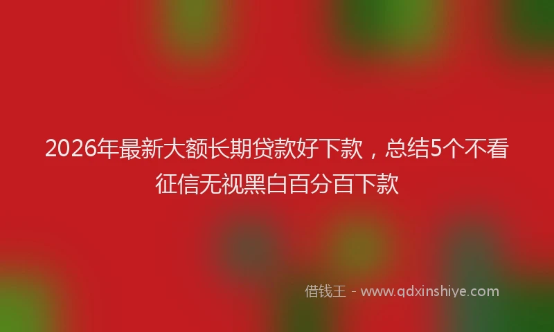 2026年最新大额长期贷款好下款，总结5个不看征信无视黑白百分百下款