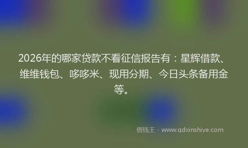 2026年的哪家贷款不看征信报告有：星辉借款、维维钱包、哆哆米、现用分期、今日头条备用金等。